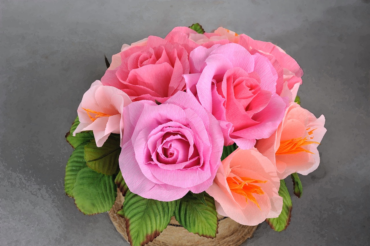 Bó hoa hồng giấy nhún đẹp