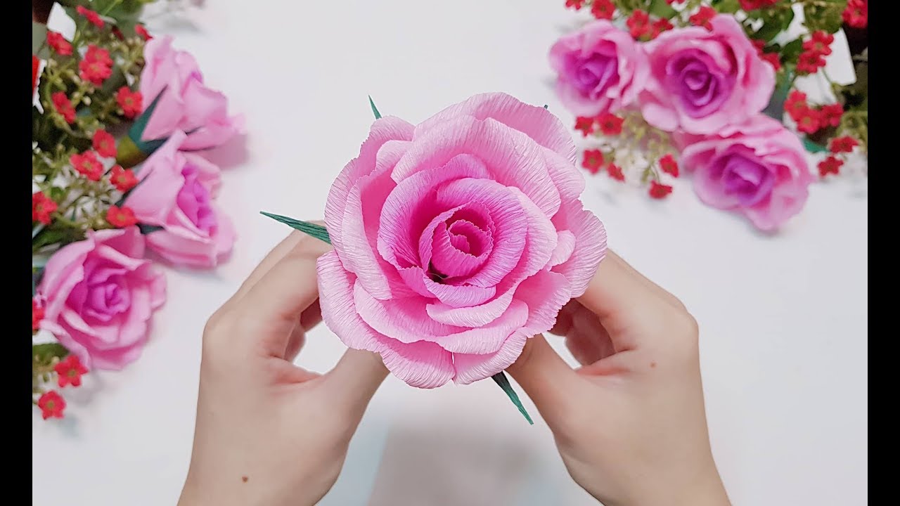 Bó hoa hồng giấy nhún đẹp
