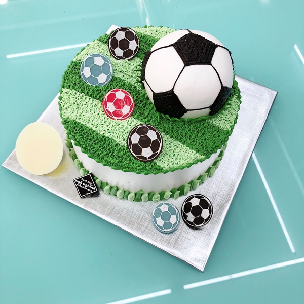 Mẫu bánh sinh nhật tạo hình trái banh và sân bóng