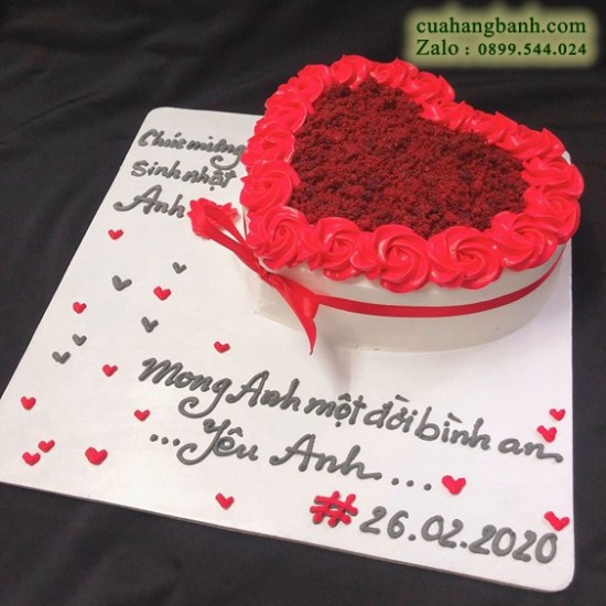 Bánh sinh nhật trái tim tone hồng - Thu Hường bakery